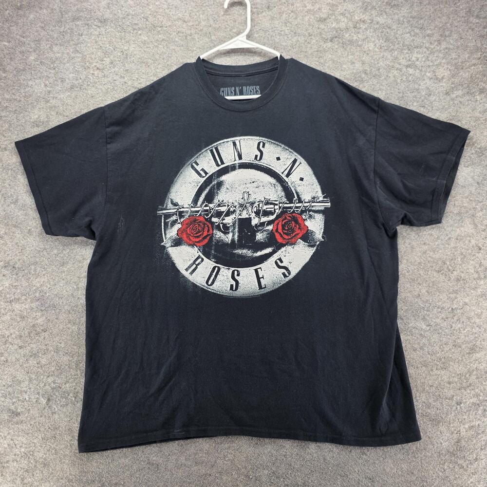 Guns N' Roses Shirt Mens 2XL Black Short Sleeve Crewneck Tagless Tour Band Tee